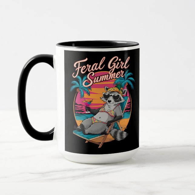 Taza Feral Chica Summer Beach Funny Raccoon (Izquierda)