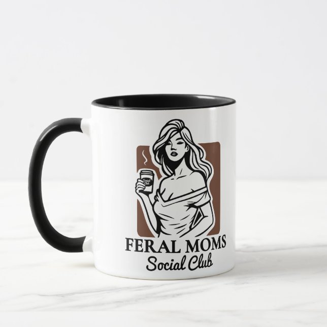 Taza Feral Moms Social Club - Coffee Lover Funny Gift (Izquierda)