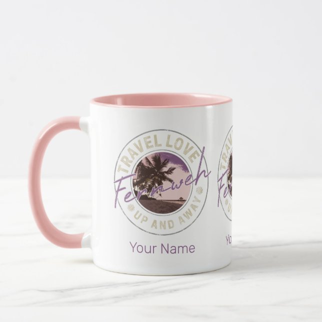 Taza Fernweh Acompañante De Viajes De Palm Y Beach Vint (Izquierda)