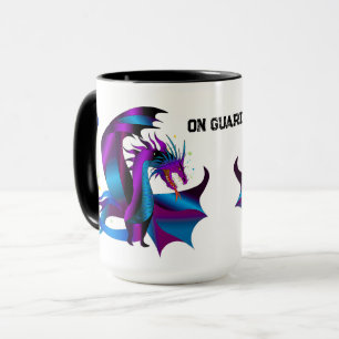 Taza Feroz Dragón Negro Azul Púrpura Sobre Diversión De