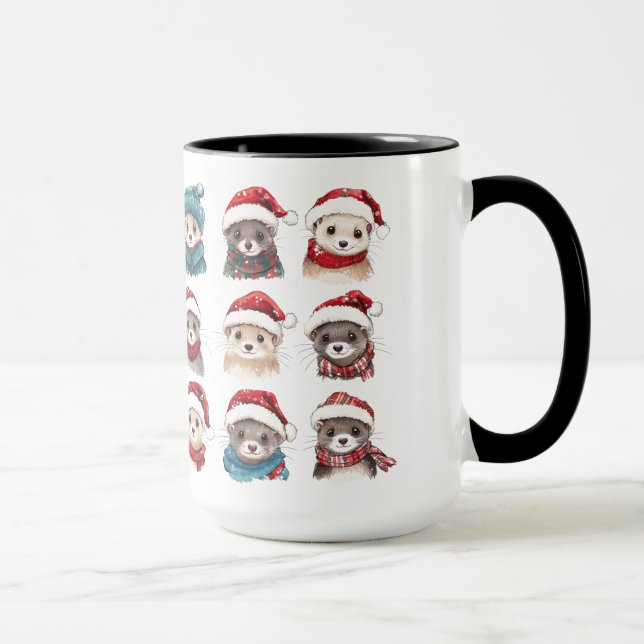 Taza Ferretes adorables en Gorras Navidades (Derecha)