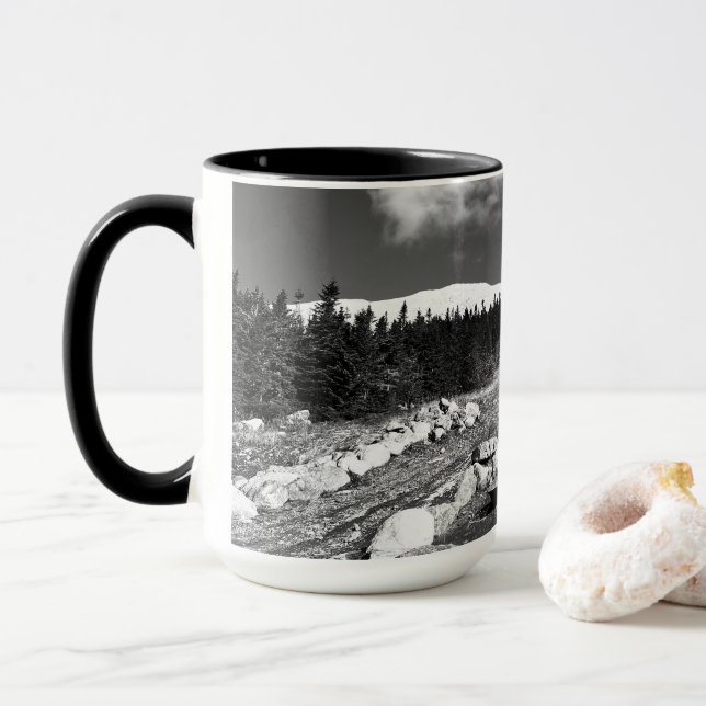 Taza Ferrocarril del Monte Washington Cog desde la esta (Con donut)