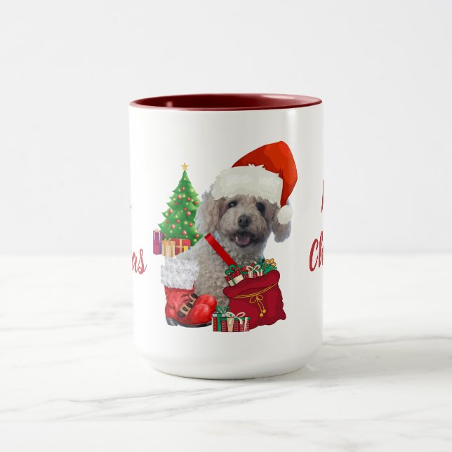 Taza Ferry Christmas Poodle Red & White Coffee Mug (Centro)