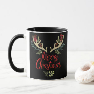 Taza Festiva Antler Merry Christmas Mug