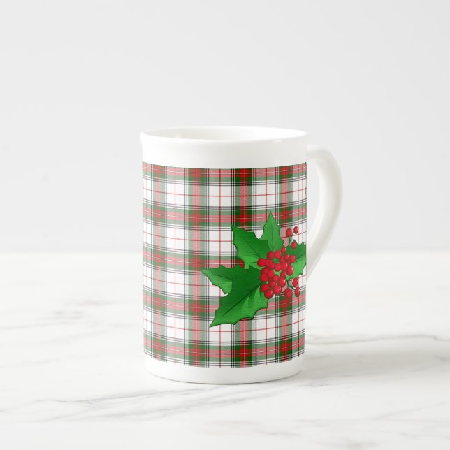 Taza festiva de China de la tela escocesa de (Derecha)