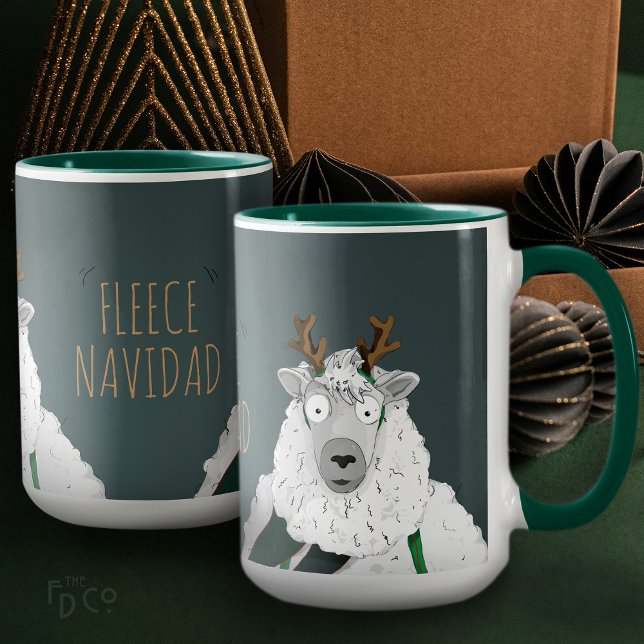 Taza Festive Fun 'Fleece Navidad' Sheep Turquoise Grey  (Subido por el creador)