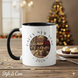 Taza Festive Happy New Year Custom Photo Text Party