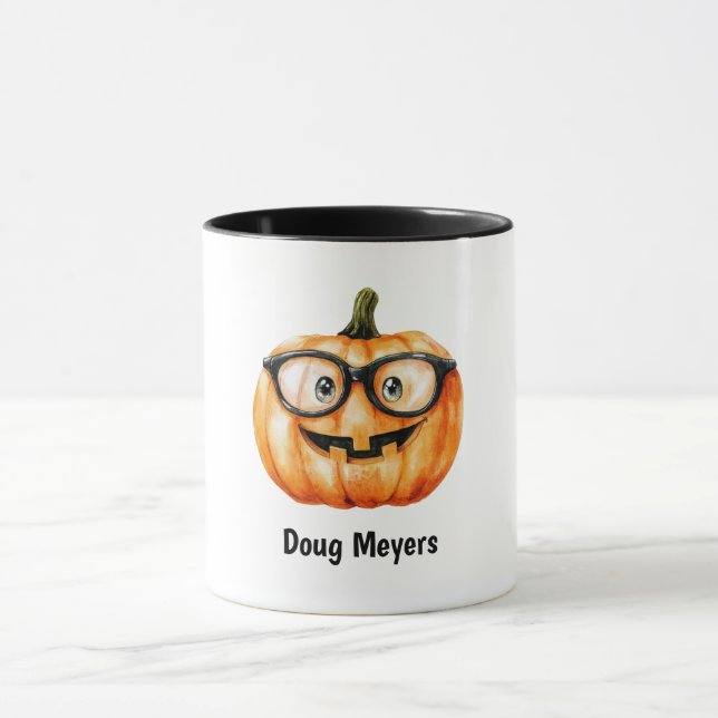 Taza Festive Pumpkin Halloween Personalized Name (Centro)