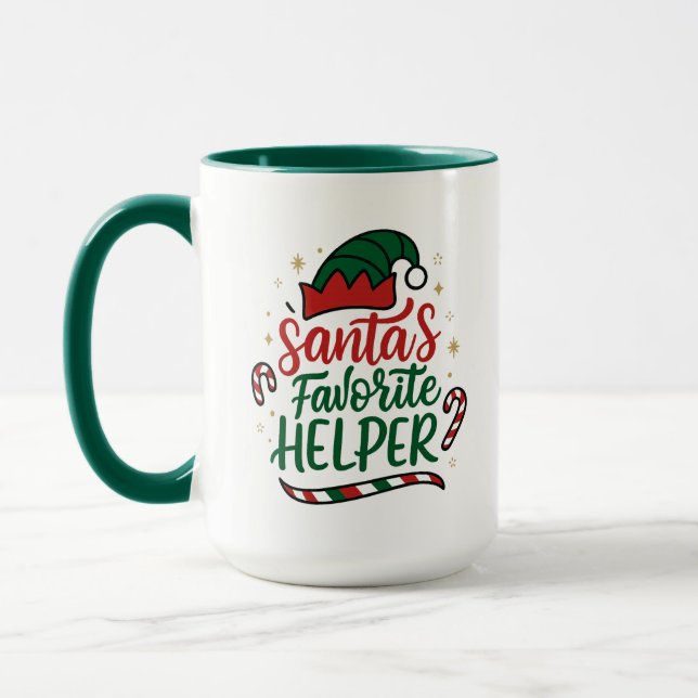 Taza Festive Santa Helper Christmas Combo Mug (Izquierda)