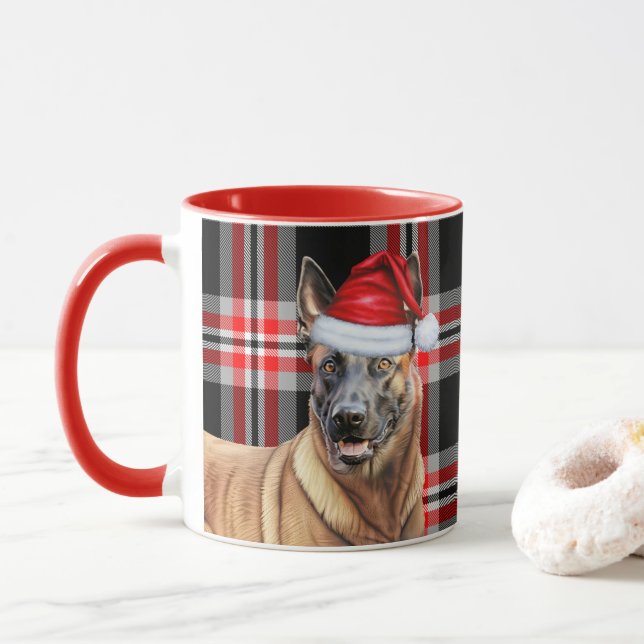 Taza Festividad belga malinois en rojo de Dog Lover (Con donut)