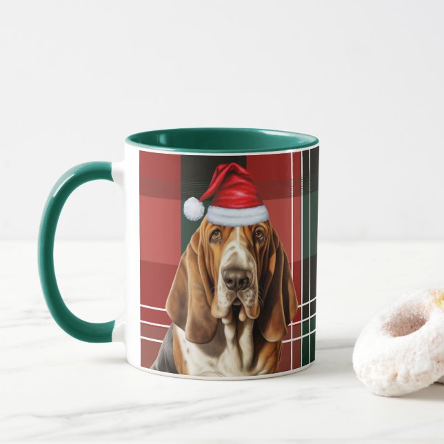 Taza Festividad de canasta verde rojo de perro Lover (Con donut)