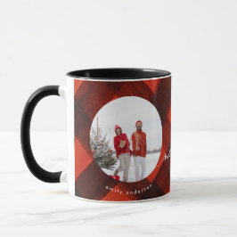 Taza Festividad de dos fotos en rojo negro pintado