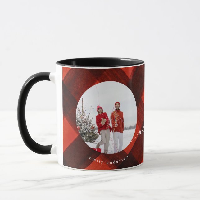 Taza Festividad de dos fotos en rojo negro pintado (Izquierda)