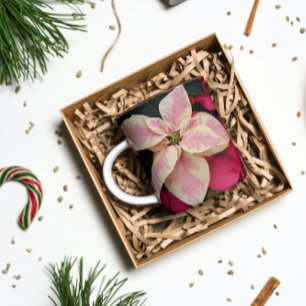 Taza Festividad de la Poinsettia de Mármol rosa y Crema