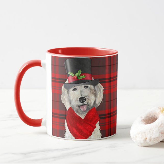 Taza Festividad de Labradoodle Amarillo de perro (Con donut)