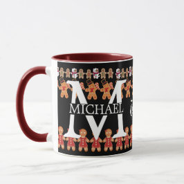 Taza Festividad de los Navidades del Monograma Gingerbr