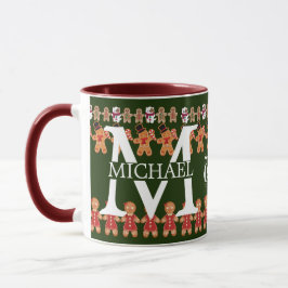 Taza Festividad de los Navidades del Monograma Gingerbr