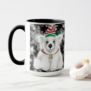 Taza Festividad festiva lindo Oso polar purpurina copo