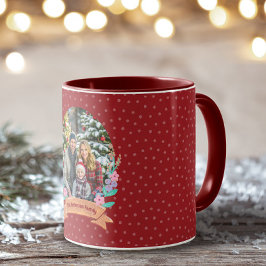 Taza Festividad Floral Wreath Red Photo Navidades
