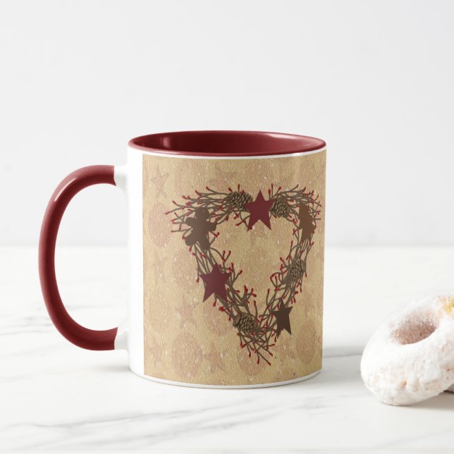 Taza Festividad Primitiva de Wreath Mug (Con donut)