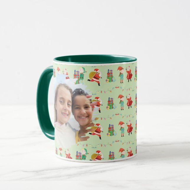 Taza Festividad Santa & Elf Photo Mug - Perfecto regalo (Anverso izquierdo)