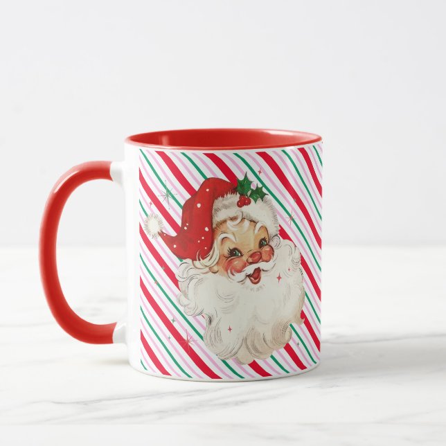 Taza Festividad Stripe Retro Santa (Izquierda)