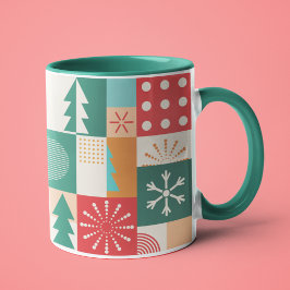 Taza Festividades de los Navidades geométricos modernos