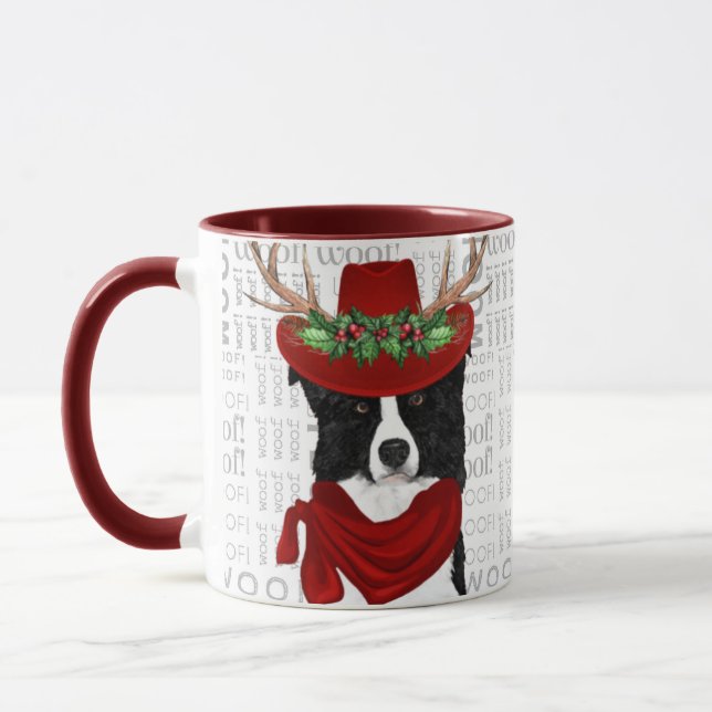 Taza Festividades de Navidades de Perro Collie Fronteri (Izquierda)