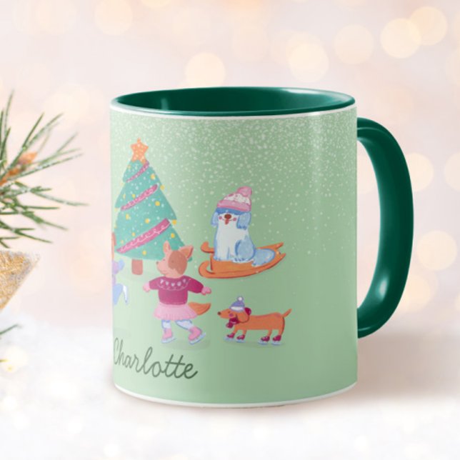 Taza Festividades de perros con patinaje sobre hielo Pi (Subido por el creador)