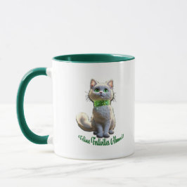 Taza Festividades felinas abundan en gato blanco