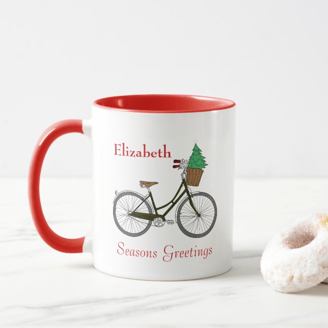 Taza Festividades personalizadas Temporadas de Biciclet (Con donut)