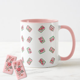 Taza Fichas de Mahjong Girly Pink Floral