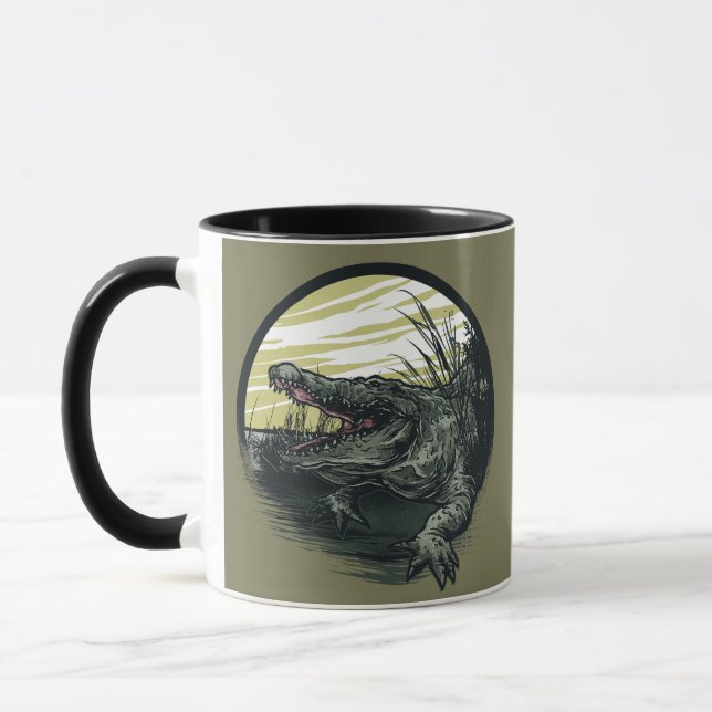Taza Fierce Alligator Swamp Illustration Art (Izquierda)