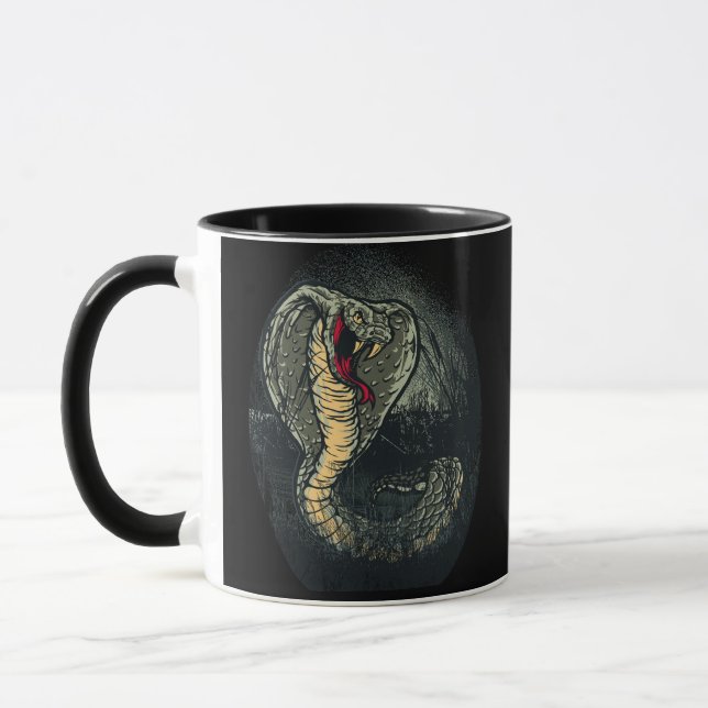 Taza Fierce Cobra Snake Dark Jungle Tattoo Art (Izquierda)