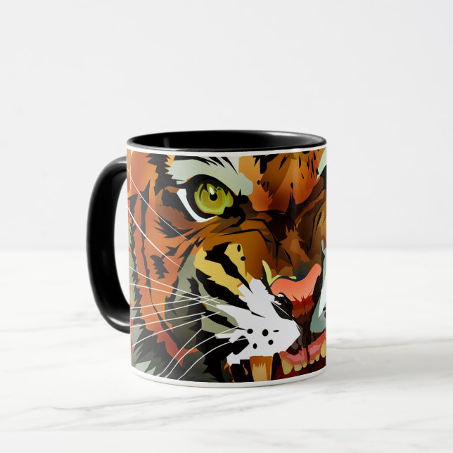 Taza Fierce Roaring Tiger Ceramic Mug Bold Wildlife (Anverso izquierdo)