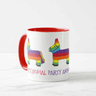 Taza FIESTA ANIMAL Burro Arcoiris Piñata Fiesta de cump