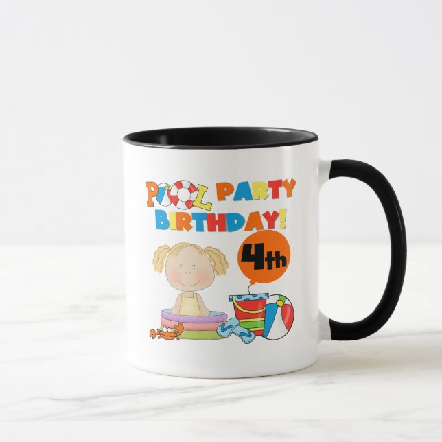 Taza Fiesta de billar 4ª camisetas de cumpleaños y rega (Derecha)