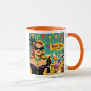 Taza Fiesta de Cóctel Martini de Mardi Gras Retro de lo