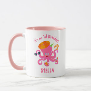 Taza Fiesta de cumpleaños de niña bebé de verano pulpo