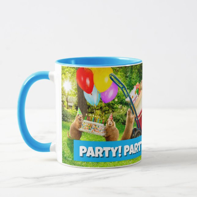 Taza Fiesta de Cumpleaños de Perrito de la Pradera (Izquierda)