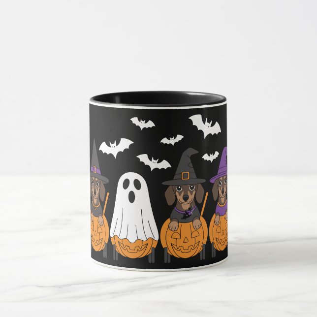 Taza Fiesta de Halloween de Dachshunds Adorables (Centro)