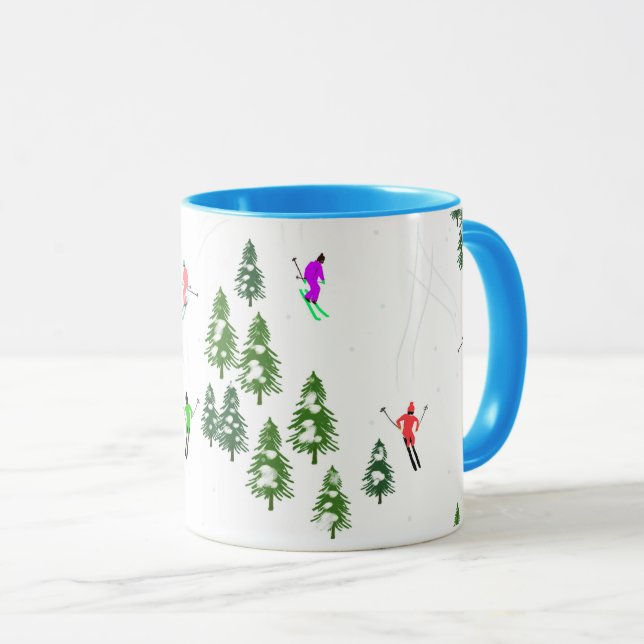 Taza Fiesta de Ilustracion de esquí alpino Freeride (Anverso derecho)