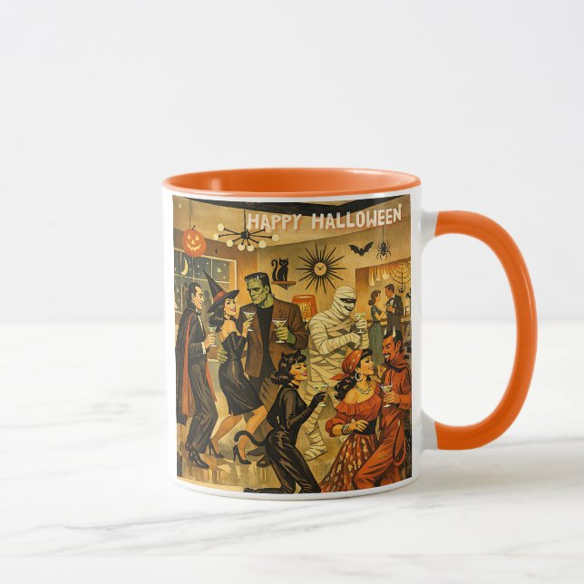 Taza Fiesta de Martini de Halloween Retro de la Mitad d (Derecha)