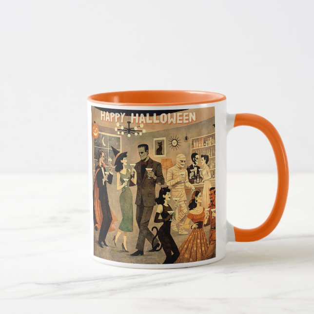 Taza Fiesta de Martini de Halloween Retro de mediados d (Derecha)