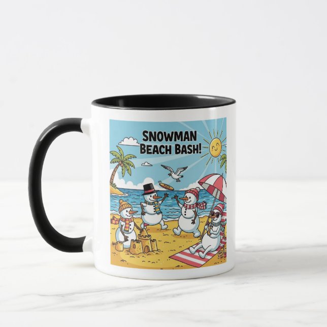 Taza Fiesta de muñecos de nieve en la playa (Izquierda)