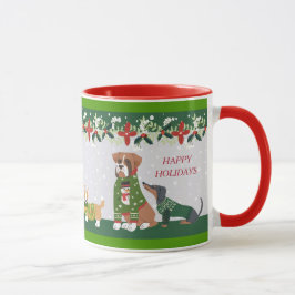 Taza Fiesta de Navidad fea del perro del suéter buenas