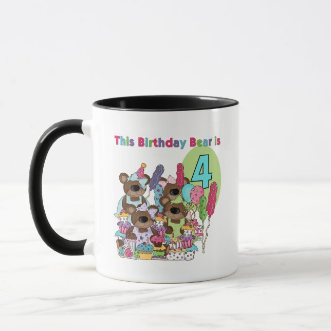 Taza Fiesta de Oso de Teddy 4er cumpleaños camisetas y  (Izquierda)