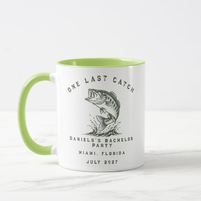 Taza Fiesta de Soltero de Pesca con Tema de Pescado Per (Izquierda)