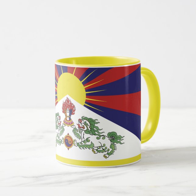 Taza fiesta de viajes con bandera tibetana/Himalaya (Anverso derecho)
