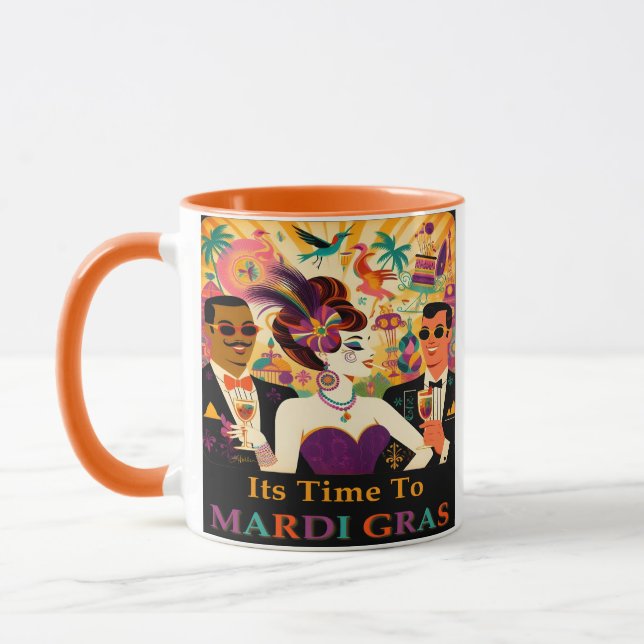Taza Fiesta Futurista de cócteles Mardi Gras de Mid Cen (Izquierda)